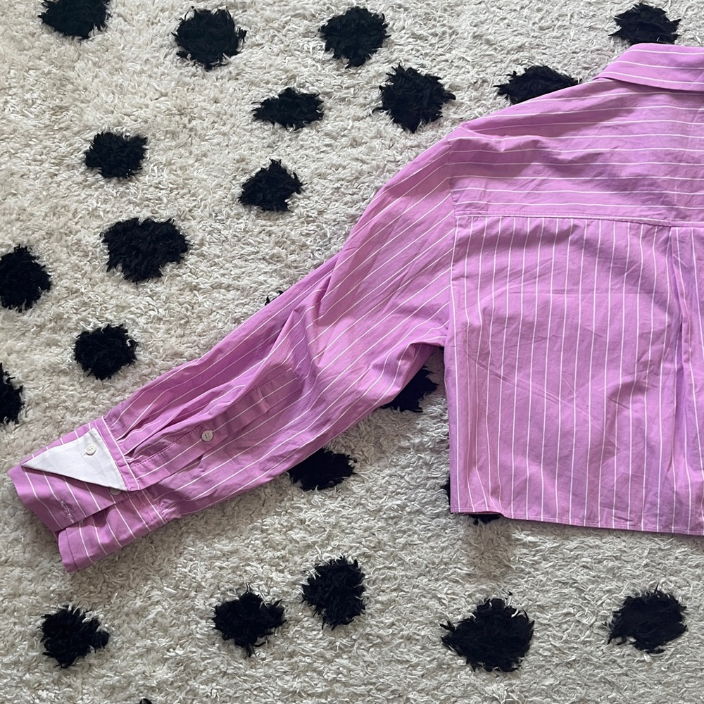 Zara size Large pink cropped button up pinstripe shirt - Picture 10 of 12